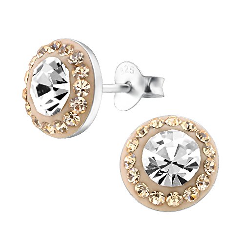 Laimons Damen-Ohrstecker Halbkugel glitzer weiß champagner Sterling Silber 925 von Laimons