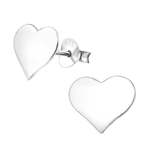 Laimons Damen-Ohrstecker Ohrringe Herz Herzchen glanz flach 8mm gravierbar Sterling Silber 925 von Laimons