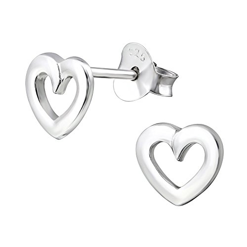 Laimons Damen-Ohrstecker Herz offen glanz Sterling Silber 925 von Laimons