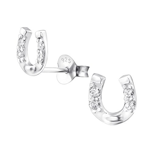 Laimons Damen-Ohrstecker Hufeisen glanz Zirkonia weiß Sterling Silber 925 von Laimons