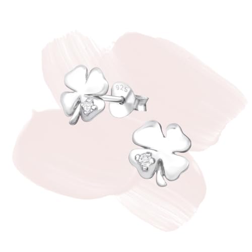 Laimons Damen-Ohrstecker Kleeblatt glanz mit Zirkonia Sterling Silber 925 von Laimons