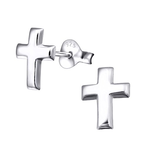 Laimons Damen-Ohrstecker Kreuz Design Matt Sterling Silber 925 von Laimons