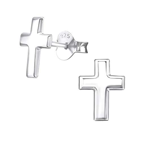 Laimons Damen-Ohrstecker Kreuz Design Matt Sterling Silber 925 von Laimons