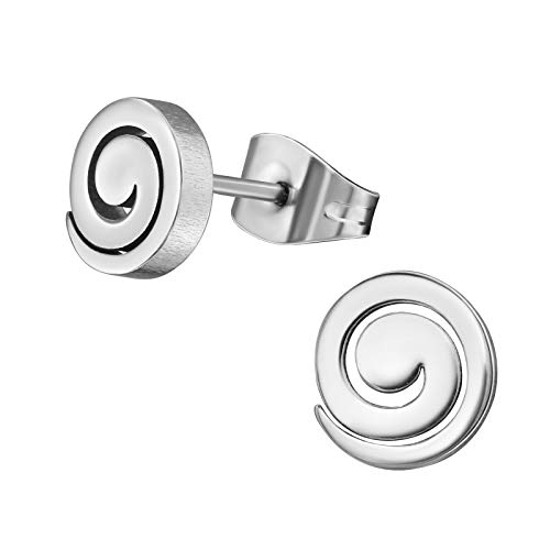 Laimons Damen-Ohrstecker Ohrringe Damenschmuck Spirale Spiralenform glanz Edelstahl von Laimons