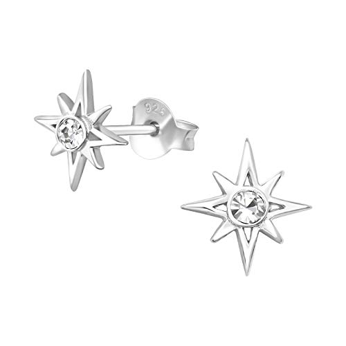 Laimons Damen-Ohrstecker Stern Sternschnuppe Nordstern 9mm Glanz Glitzer aus Sterling Silber 925 von Laimons