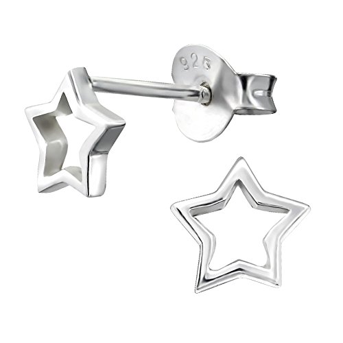 Laimons Damen-Ohrstecker Stern in glanz offen Sterling Silber 925 von Laimons