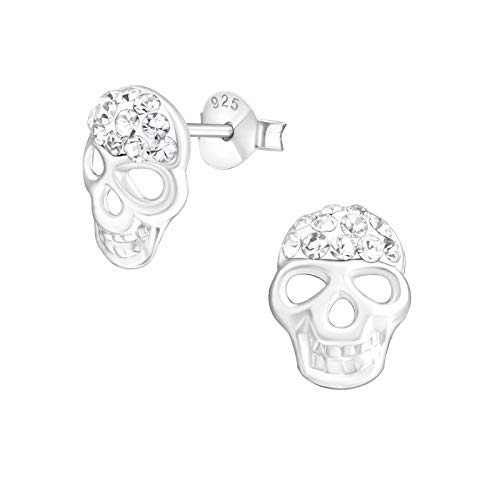 Laimons Damen-Ohrstecker Totenkopf glanz Zirkonia weiß Sterling Silber 925 von Laimons