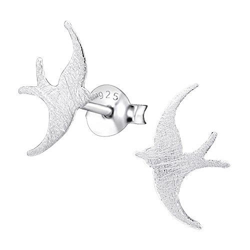 Laimons Damen-Ohrstecker Vogel Schwalbe gebürstet Sterling Silber 925 von Laimons