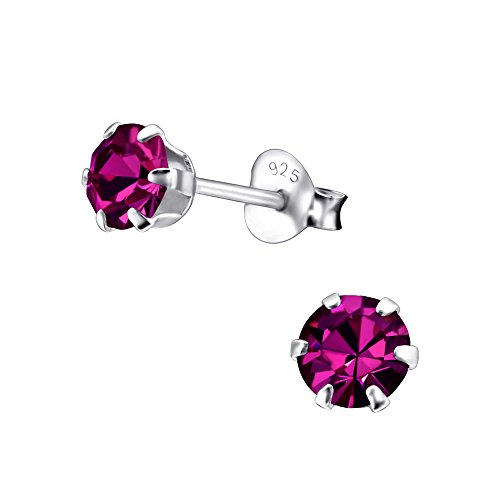 Laimons Damen-Ohrstecker rund Glitzer pink Sterling Silber 925 von Laimons