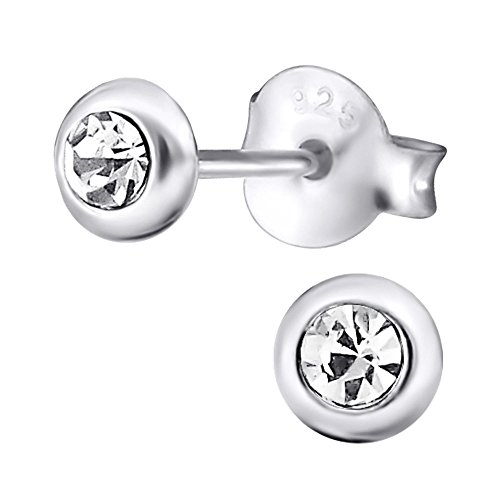 Laimons Damen-Ohrstecker runden Design mit glitzer weiß Sterling Silber 925 von Laimons