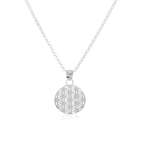 Laimons Frauen Damen-Halskette Anhänger Lebensblume Mandala 16mm mit Kette 45cm glanz aus Sterling Silber 925 von Laimons