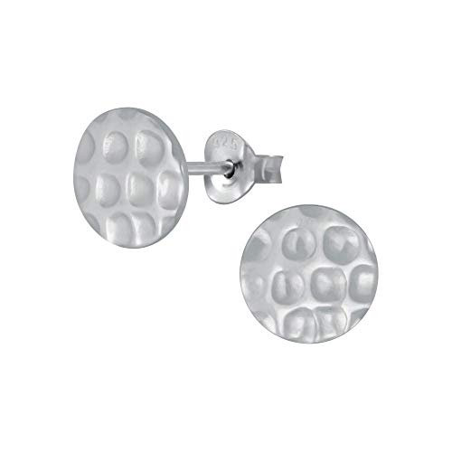 Laimons Frauen Damen-Ohrstecker Ohrringe Damenschmuck Scheibe Platte Rund Kreis gehämmert 8mm glanz Sterling Silber 925 von Laimons
