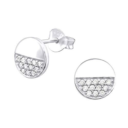 Laimons Frauen Damen-Ohrstecker Scheibe Platte Glanz mit Zirkonia 8mm aus Sterling Silber 925 von Laimons