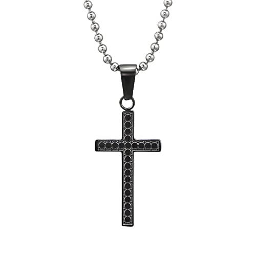 Laimons Herren-Halskette Kette 50 +6 cm Kreuz 15 mm x 25 mm aus Edelstahl von Laimons