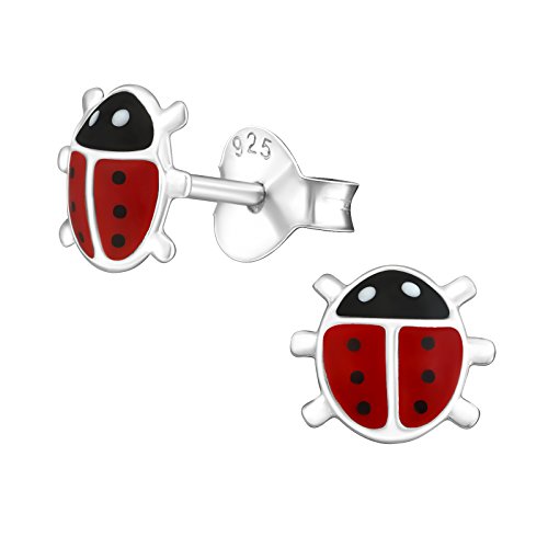 Laimons Mädchen Kids Kinder-Ohrstecker Ohrringe Kinderschmuck Marienkäfer Käfer Rot Schwarz aus Sterling Silber 925 von Laimons