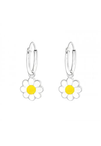 Laimons Kinder Mädchen-Ohrhänger Creole Blume Gänseblume 9mm aus Sterling Silber 925 von Laimons