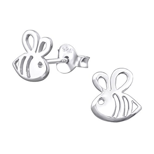 Laimons Kinder Mädchen-Ohrstecker Biene Hummel 8 mm Matt Glanz aus Sterling Silber 925 von Laimons