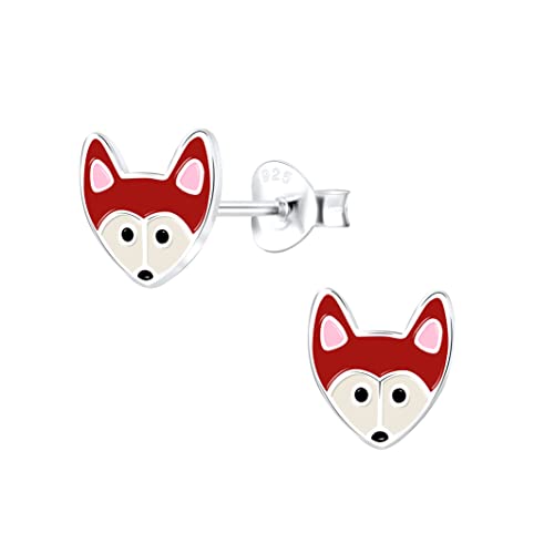Laimons Kinder Mädchen-Ohrstecker Fuchs Kopf Füchschen Rotfuchs Waldbewohner Tier 11mm Glanz aus Sterling Silber 925 (Braun) von Laimons