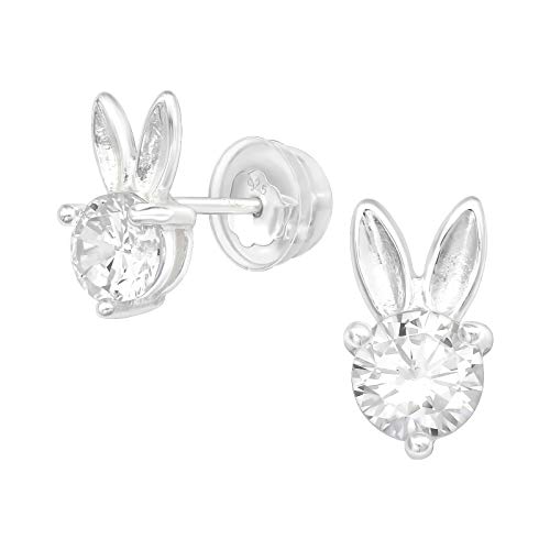 Laimons Kinder Mädchen-Ohrstecker Hase Hasenohren mit Zirkonia 10 x 5 mm Sterling Silber 925 von Laimons