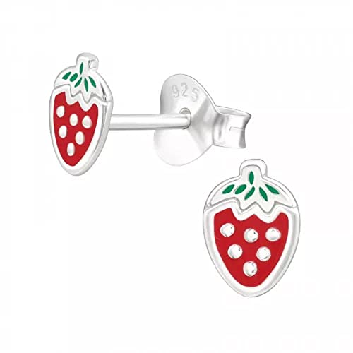 Laimons Kinder Mädchen-Ohrstecker Ohrringe Erdbeere 6 X 4 mm Rot aus Sterling Silber 925 von Laimons