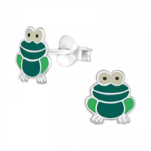 Laimons Kinder Mädchen-Ohrstecker Ohrringe Frosch 9 X 8 mm Grün aus Sterling Silber 925 von Laimons
