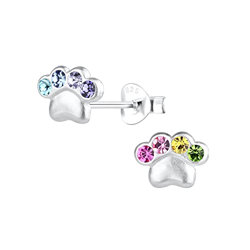 Laimons Kinder Mädchen-Ohrstecker Ohrringe Hundepfote 7 mm Matt Regenbogen aus Sterling Silber 925 von Laimons