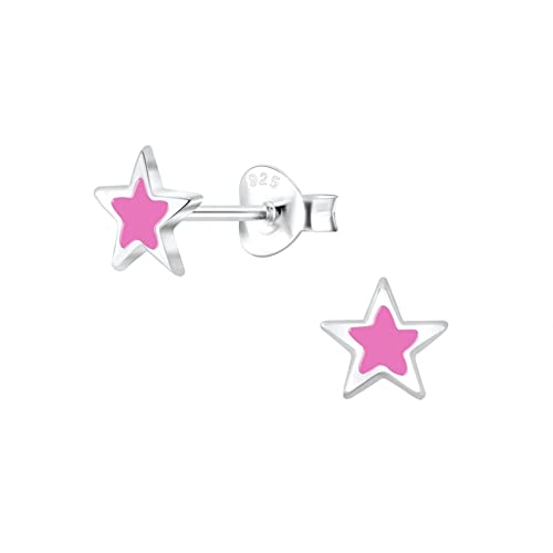 Laimons Kinder Mädchen-Ohrstecker Stern Sternchen 6mm Glanz Pink Sterling Silber 925 von Laimons