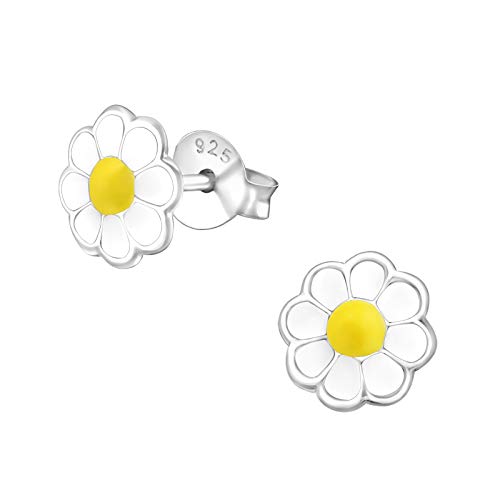 Laimons Kids Gänseblume Ohrstecker für Mädchen - Sterling Silber 925, Blume Weiß & Gelb, 7mm von Laimons