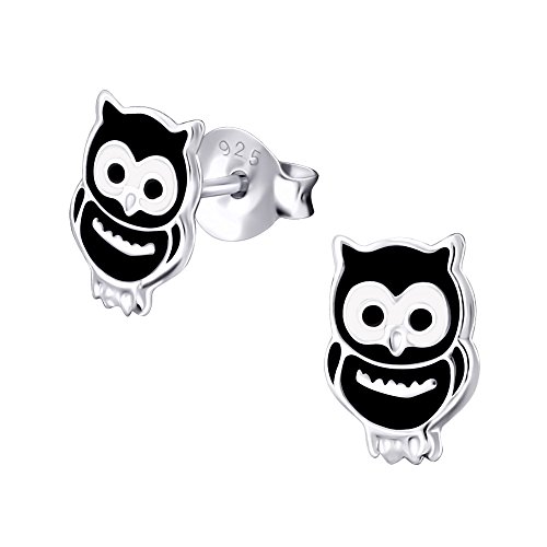 Laimons Mädchen Kids Kinder-Ohrstecker Ohrringe Kinderschmuck Eule Vogel Kauz Tier schwarz aus Sterling Silber 925 von Laimons