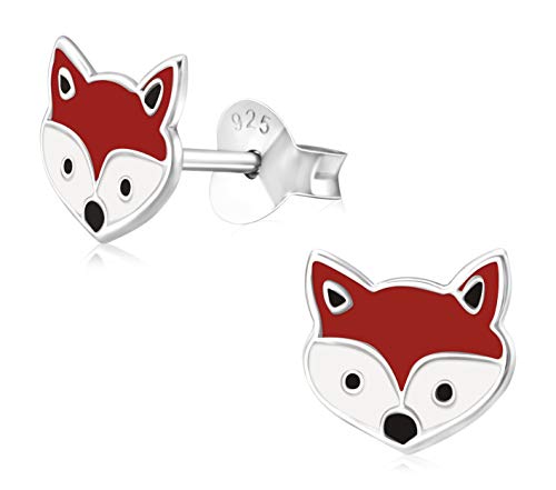 Laimons Mädchen Kids Kinder-Ohrstecker Ohrringe Kinderschmuck Fuchs Kopf Füchschen Rotfuchs Tier Waldbewohner 8mm braun weiß aus Sterling Silber 925 von Laimons