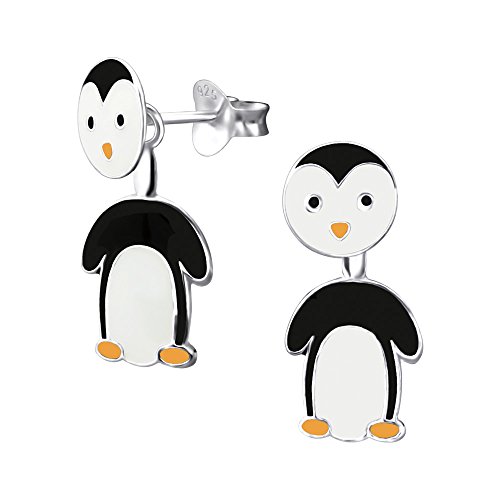 Laimons Mädchen Kids Kinder-Ohrstecker Ohrringe Ohrhänger Kinderschmuck Pinguin Tier in schwarz weiß aus Sterling Silber 925 von Laimons