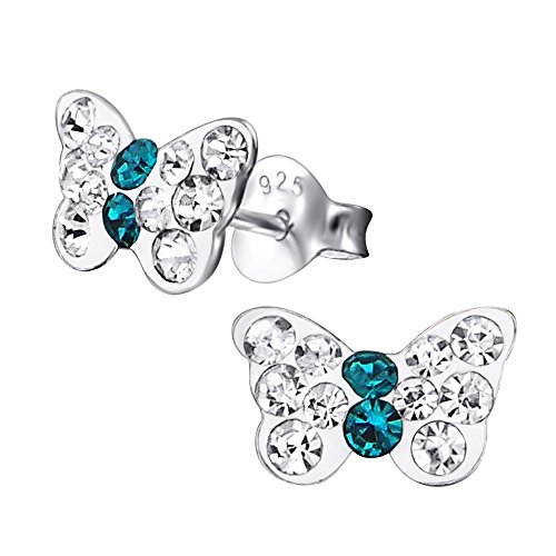 Laimons Mädchen Kids Kinder-Ohrstecker Ohrringe Kinderschmuck Schmetterling Insekt mit Glitzer weiß türkis aus Sterling Silber 925 Laimons Mädchen Kids Kinder-Ohrstecker Ohrringe Kinderschmuck Schmetterling Insekt mit Glitzer weiß türkis aus Sterling Silber 925 von Laimons