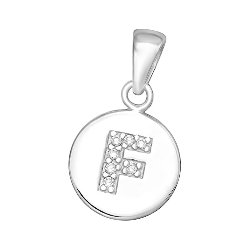 Laimons Mädchen-Anhänger Buchstaben-Anhänger mit Zirkonia, Sterling Silber 925, Verfügbar in Silber und Vergoldet (F) von Laimons