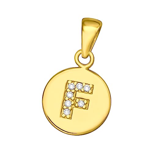 Laimons Mädchen-Anhänger Buchstaben-Anhänger mit Zirkonia, Sterling Silber 925, Verfügbar in Silber und Vergoldet (F-GOLD) von Laimons