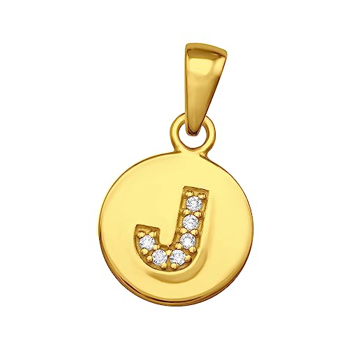 Laimons Mädchen-Anhänger Buchstaben-Anhänger mit Zirkonia, Sterling Silber 925, Verfügbar in Silber und Vergoldet (J-GOLD) von Laimons