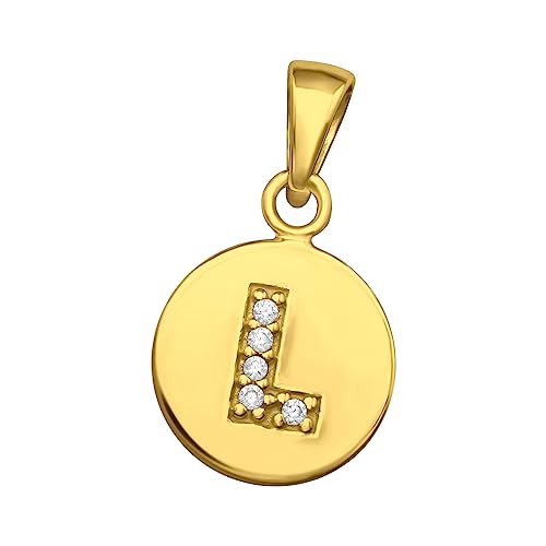 Laimons Mädchen-Anhänger Buchstaben-Anhänger mit Zirkonia, Sterling Silber 925, Verfügbar in Silber und Vergoldet (L-GOLD) von Laimons