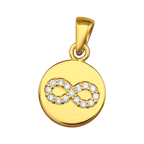 Laimons Mädchen-Anhänger Buchstaben-Anhänger mit Zirkonia, Sterling Silber 925, Verfügbar in Silber und Vergoldet (UNENDLICHKEIT-GOLD) von Laimons