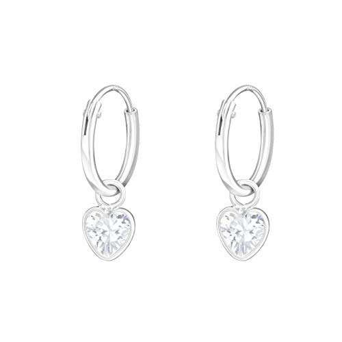 Laimons Mädchen Kids Kinder-Ohrhänger Ohrringe Creole Kinderschmuck Herz Glanz mit Zirkonia weiß 6mm Sterling Silber 925 von Laimons