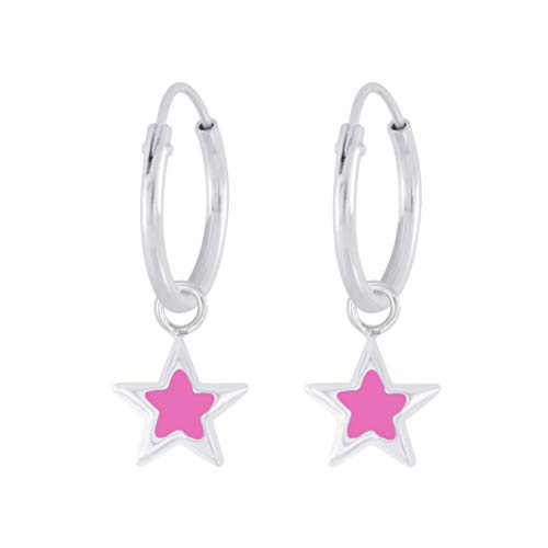 Laimons Mädchen Kids Kinder-Ohrhänger Ohrringe Creole Kinderschmuck Stern Sternchen pink 6mm Sterling Silber 925 von Laimons