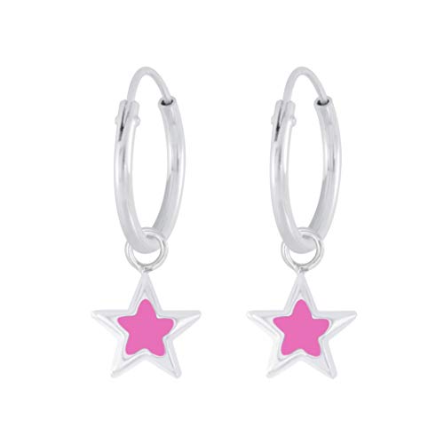 Laimons Mädchen Kids Kinder-Ohrhänger Ohrringe Creole Kinderschmuck Stern Sternchen pink 6mm Sterling Silber 925 von Laimons