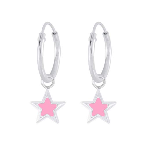 Laimons Mädchen Kids Kinder-Ohrhänger Ohrringe Creole Kinderschmuck Stern Sternchen rosa 6mm Sterling Silber 925 von Laimons