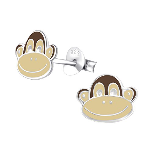 Laimons Mädchen Kids Kinder-Ohrstecker Ohrringe Kinderschmuck Affe Affenkopf Schimpanse braun aus Sterling Silber 925 von Laimons