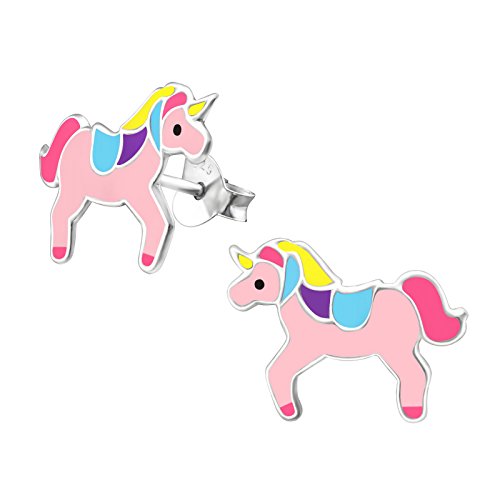 Laimons Mädchen Kids Kinder-Ohrstecker Ohrringe Kinderschmuck Einhorn Fabelwesen Rosa Pink Tuerkis aus Sterling Silber 925 von Laimons