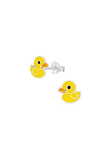 Laimons Mädchen Kids Kinder-Ohrstecker Ohrringe Kinderschmuck Ente Gänsevogel Vogel Quietscheente gelb rot aus Sterling Silber 925 von Laimons