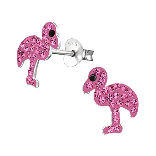 Laimons Mädchen Kids Kinder-Ohrstecker Ohrringe Kinderschmuck Flamingo Vogel Pink Glitzer Sterling Silber 925 von Laimons