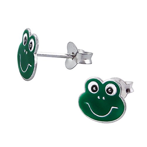 Laimons Mädchen Kids Kinder-Ohrstecker Ohrringe Kinderschmuck Frosch Kröte Froschkönig grün aus Sterling Silber 925 von Laimons