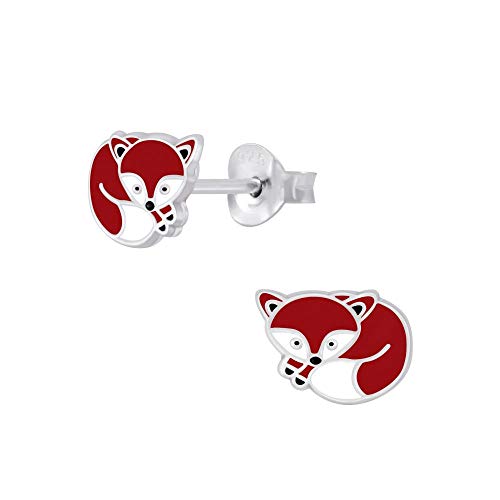 Laimons Mädchen Kids Kinder-Ohrstecker Ohrringe Kinderschmuck Fuchs 8 X 6 mm rot-braun, weiß Sterling Silber 925 von Laimons