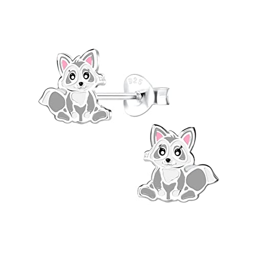 Laimons Mädchen Kids Kinder-Ohrstecker Ohrringe Kinderschmuck Fuchs 9mm grau Glanz aus Sterling Silber 925 von Laimons