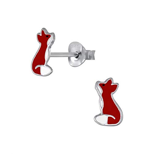 Laimons Mädchen Kids Kinder-Ohrstecker Ohrringe Kinderschmuck Fuchs Füchschen rot-braun weiß 5 x 8 mm aus Sterling Silber 925 von Laimons