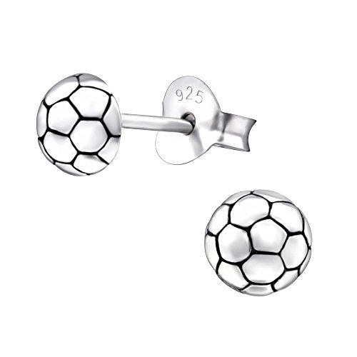 Laimons Mädchen Kids Kinder-Ohrstecker Ohrringe Kinderschmuck Fußball Handball Ball oxidiert aus Sterling Silber 925 von Laimons